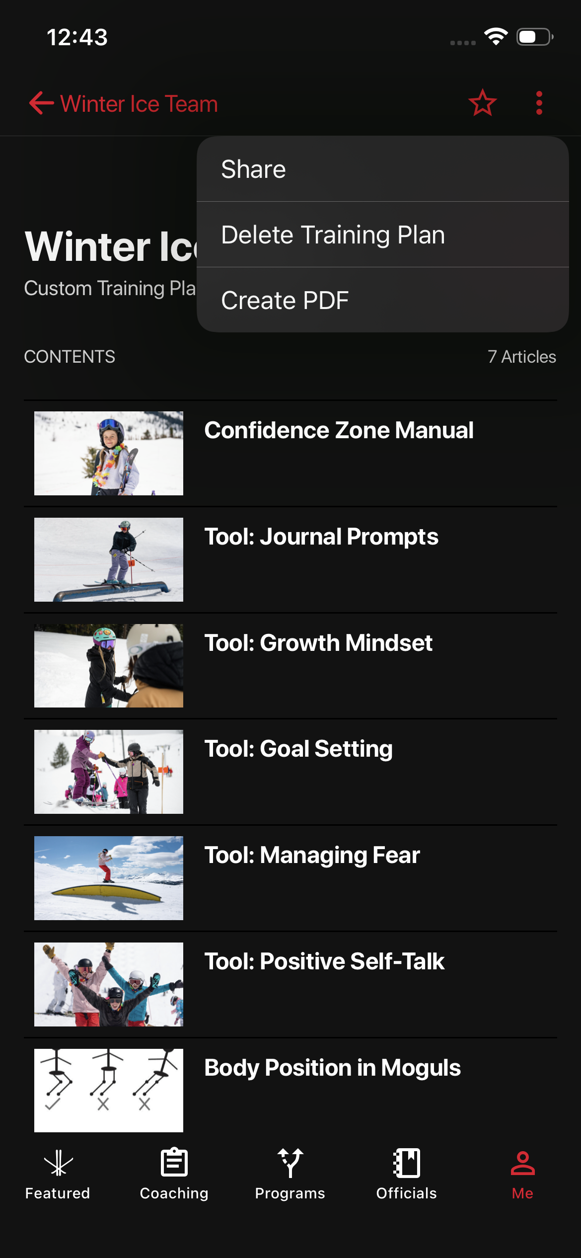 Select Training Plan to Share