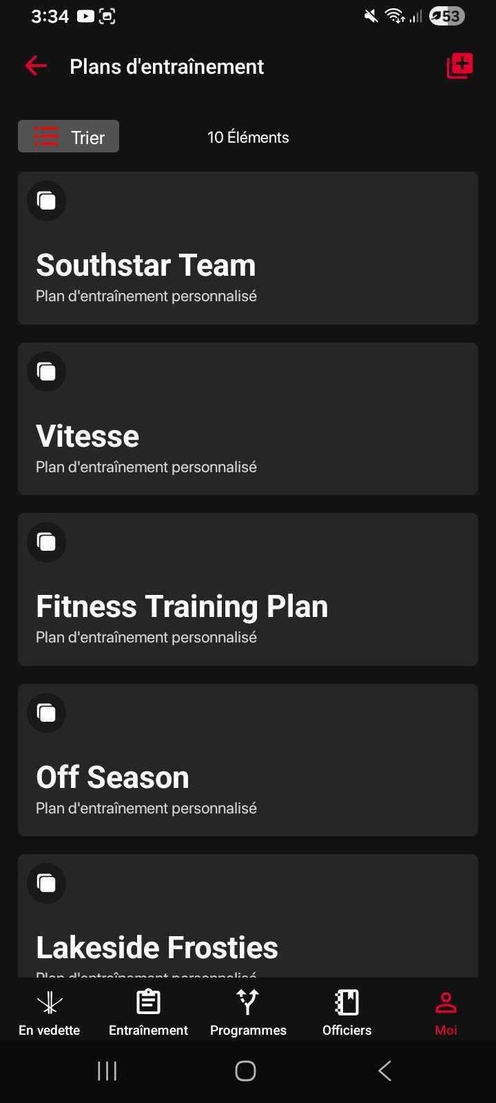Plans d’entraînement