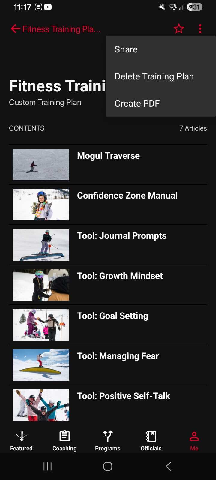 Select the Training Plan for Deletion