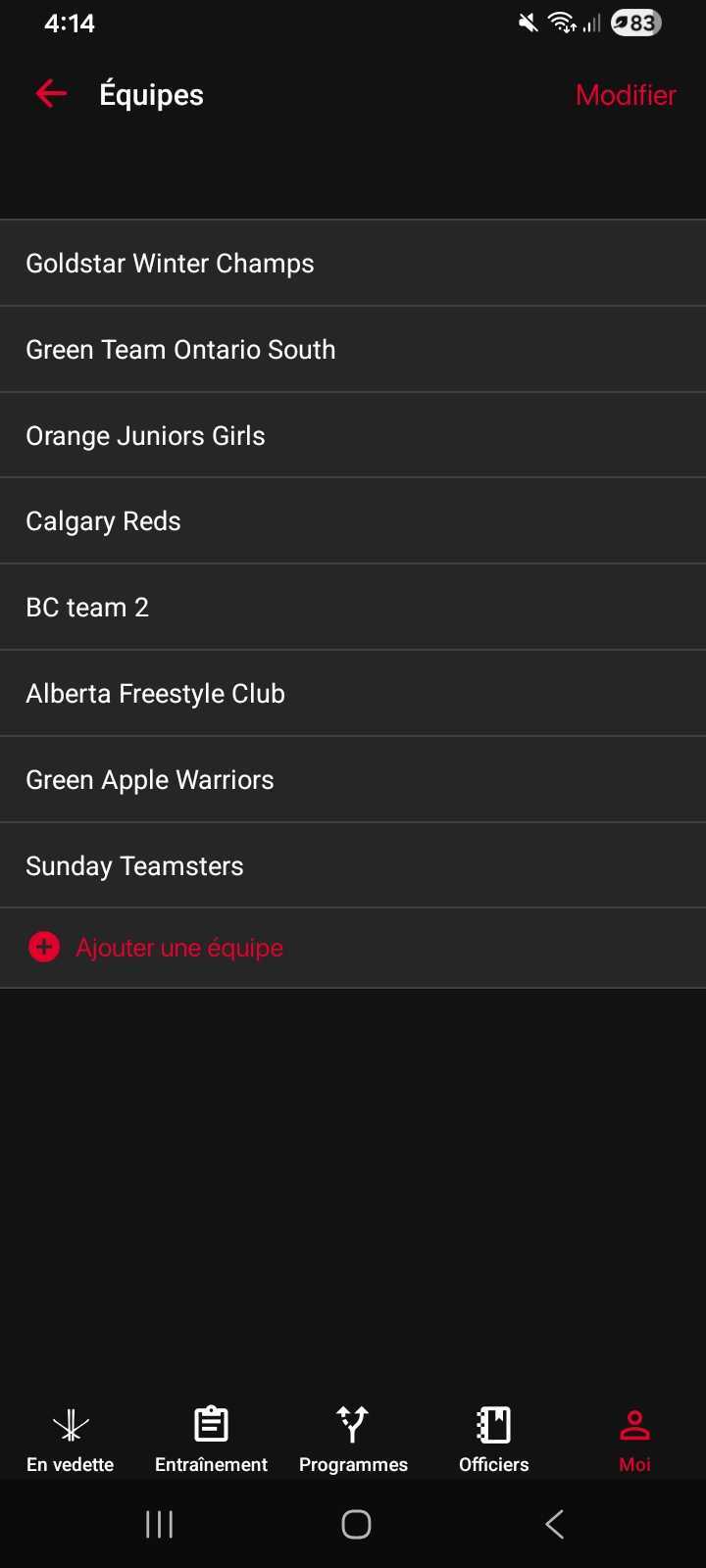 Sélectionnez Équipes