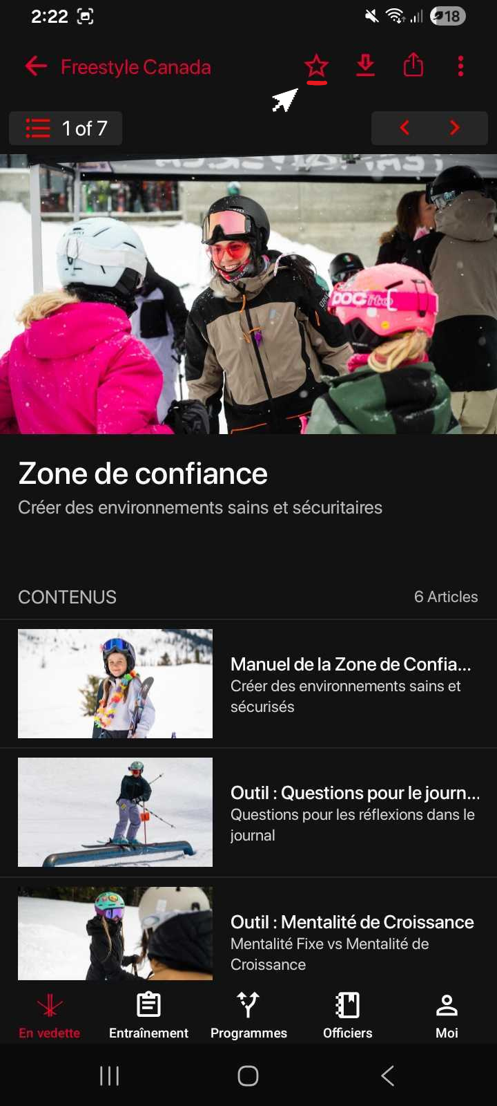 Touchez l’icône en forme d’étoile