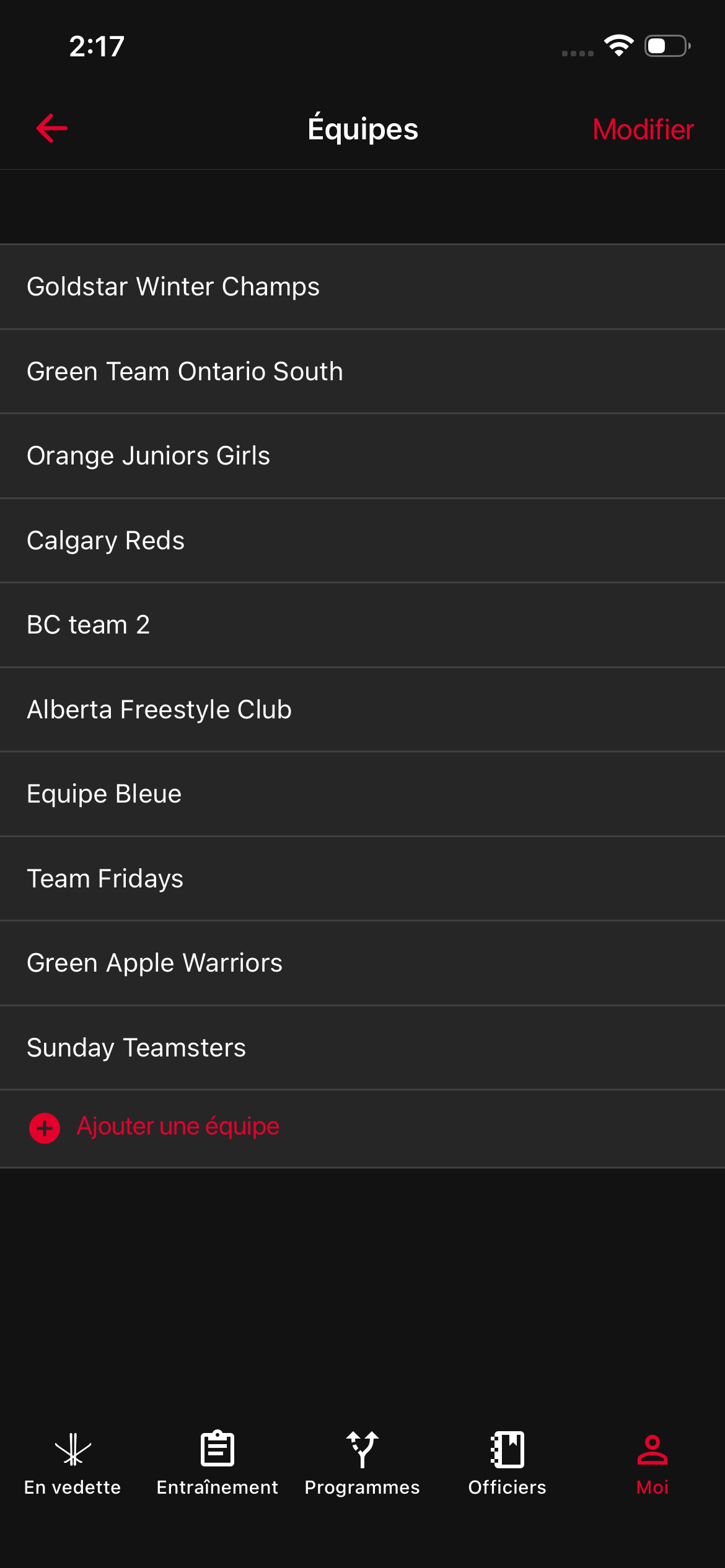 Sélectionnez Équipes