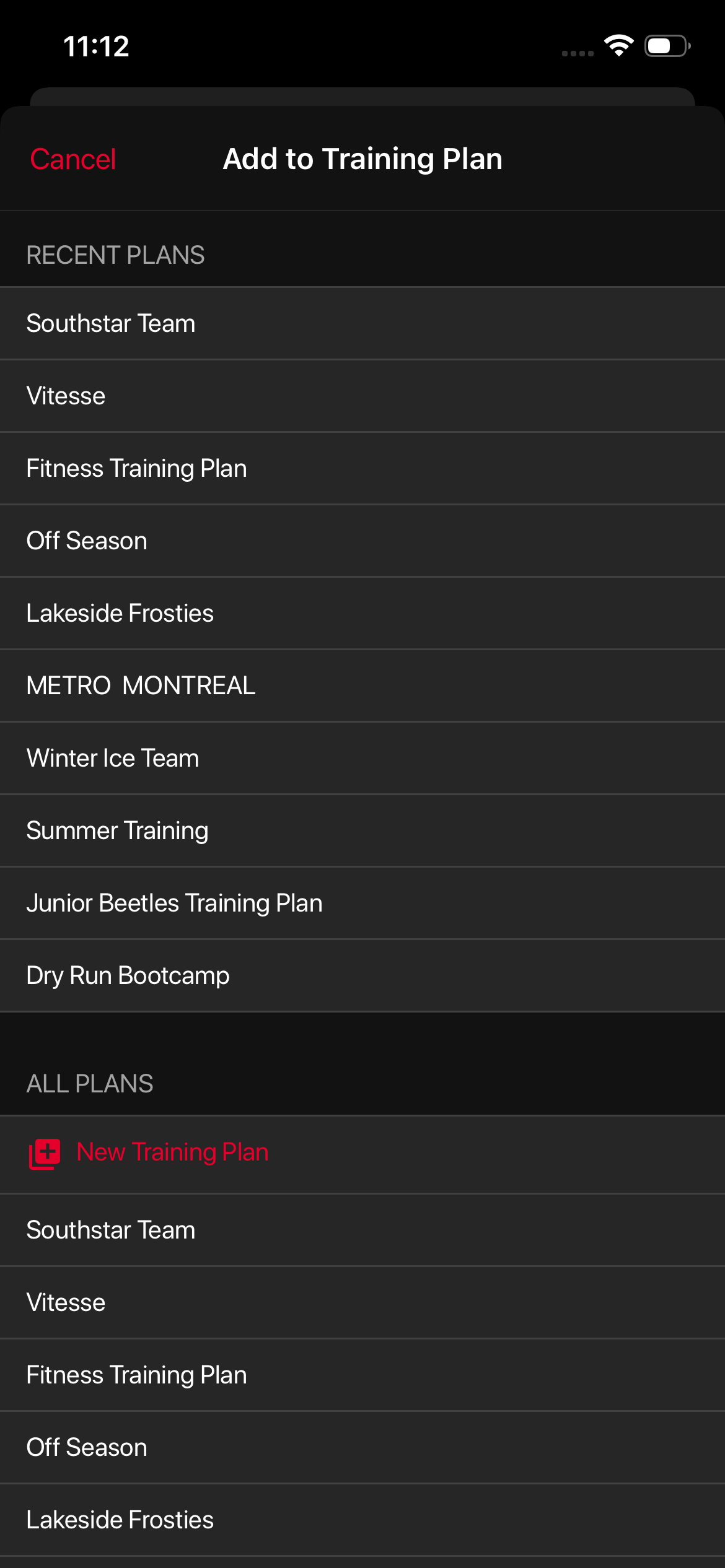 Select Training Plan