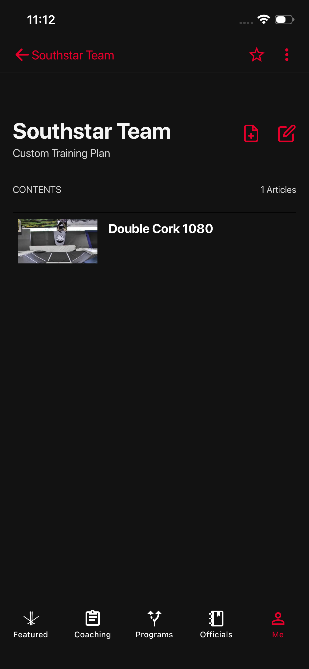 Training Plan Selected