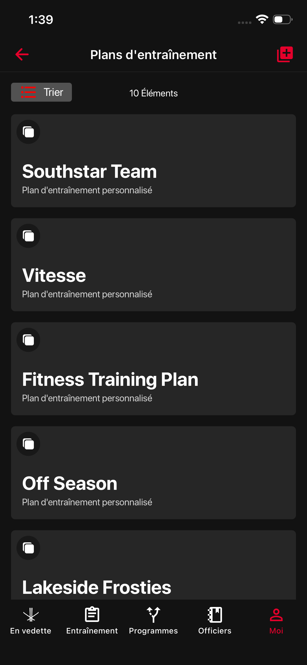 Plans d’entraînement
