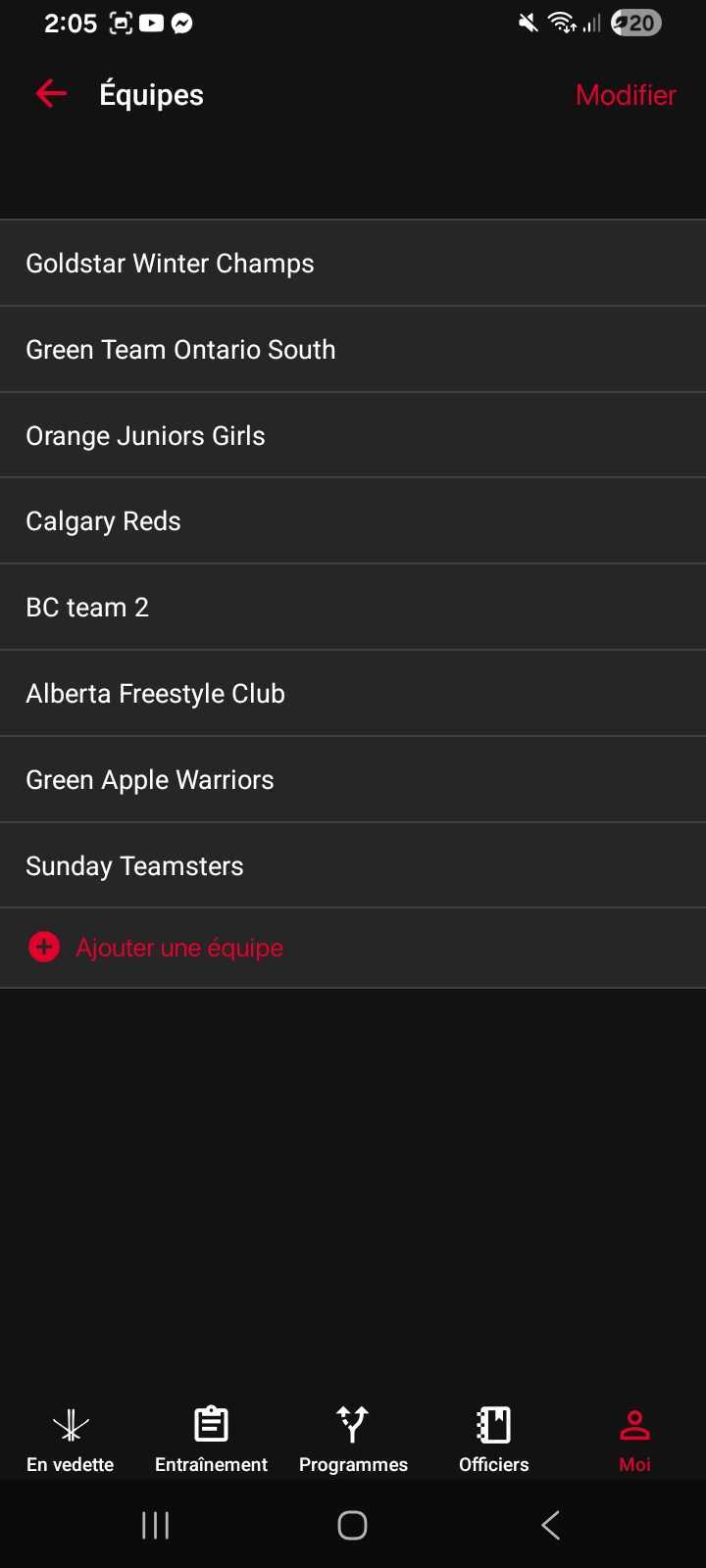 Sélectionnez Équipes