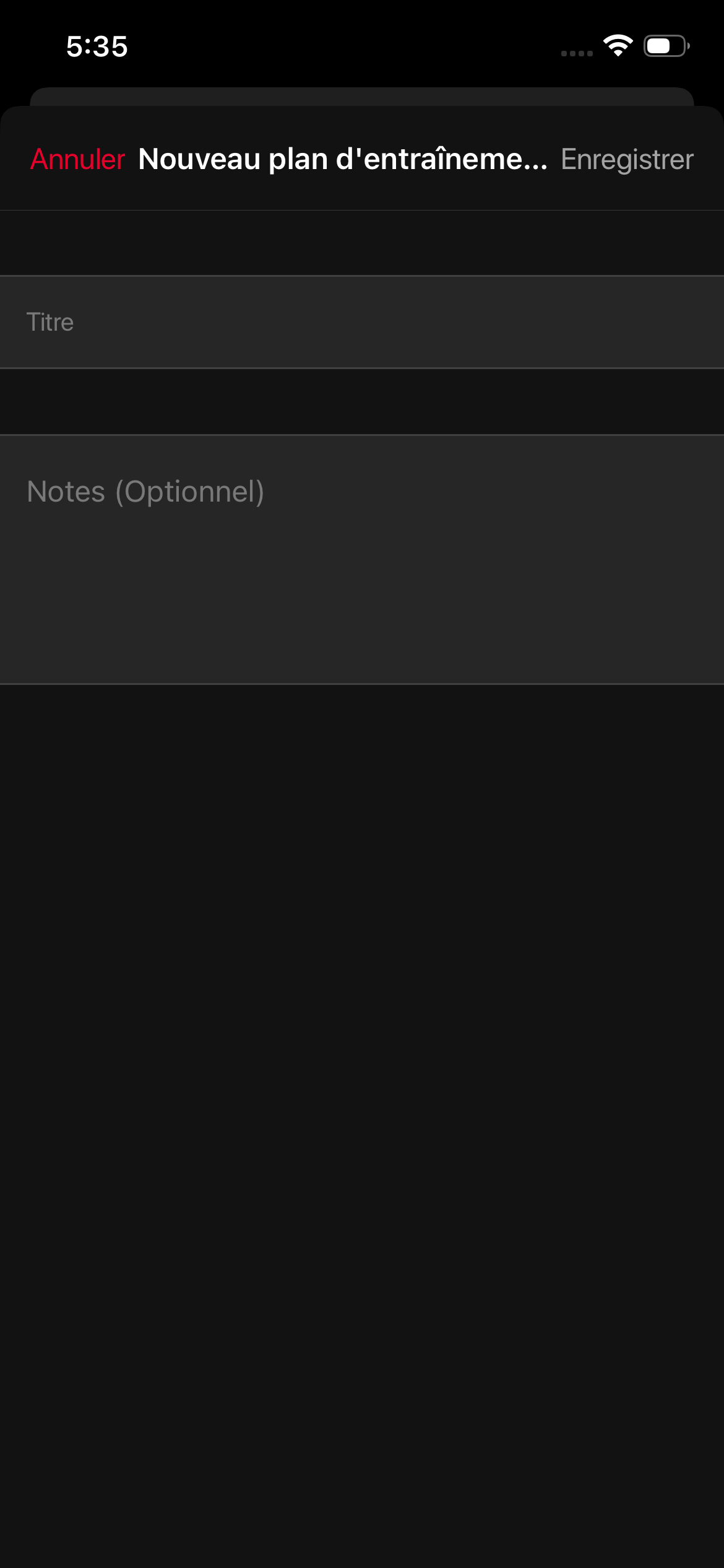Entrez un nom pour votre plan d’entraînement.