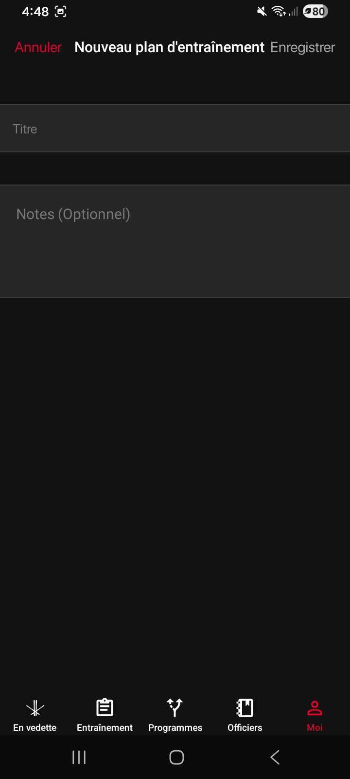 Entrez un nom pour votre plan d’entraînement