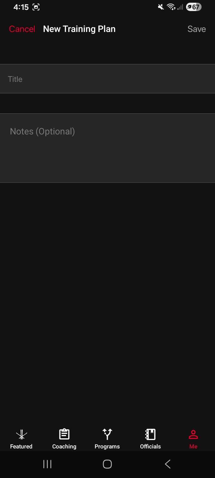 Create New Training Plan