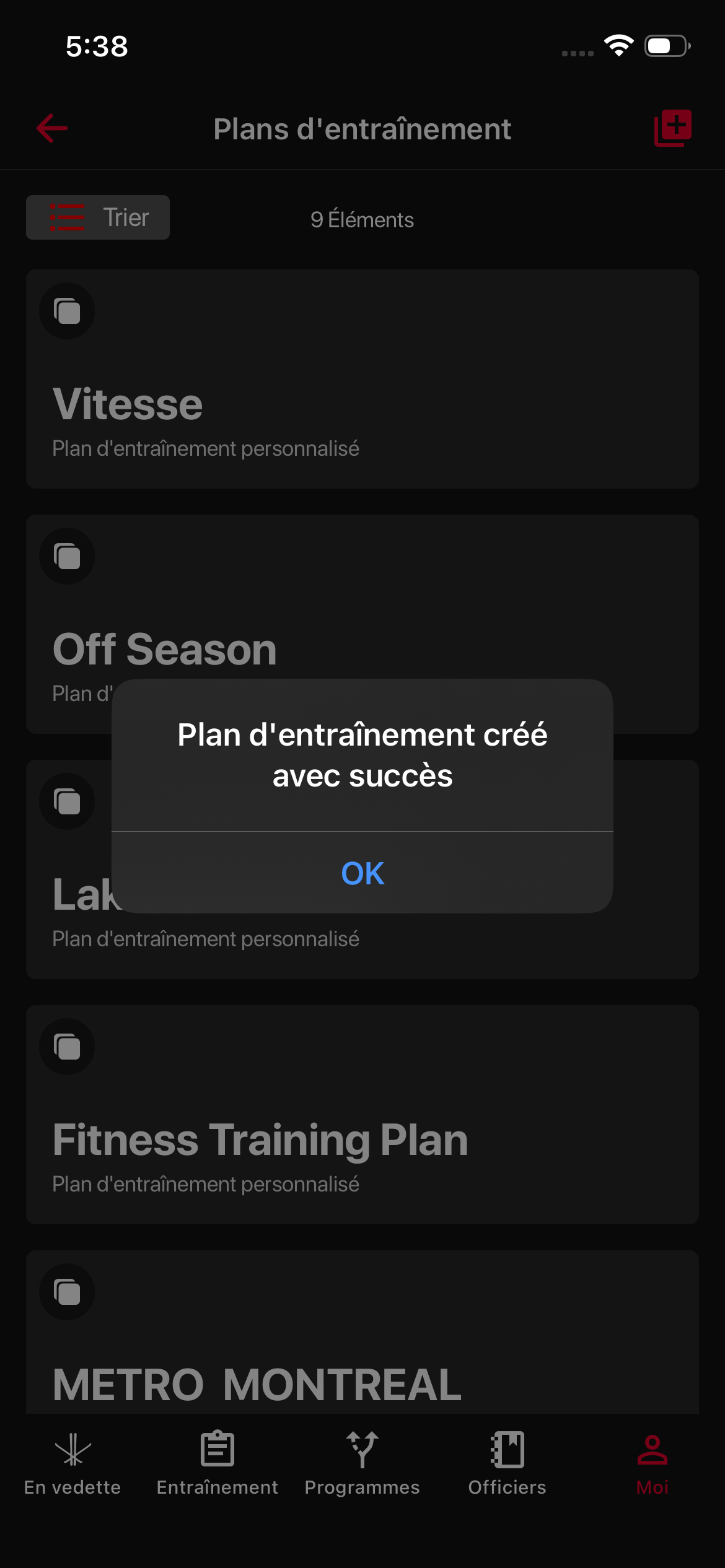 Vous verrez un message de confirmation