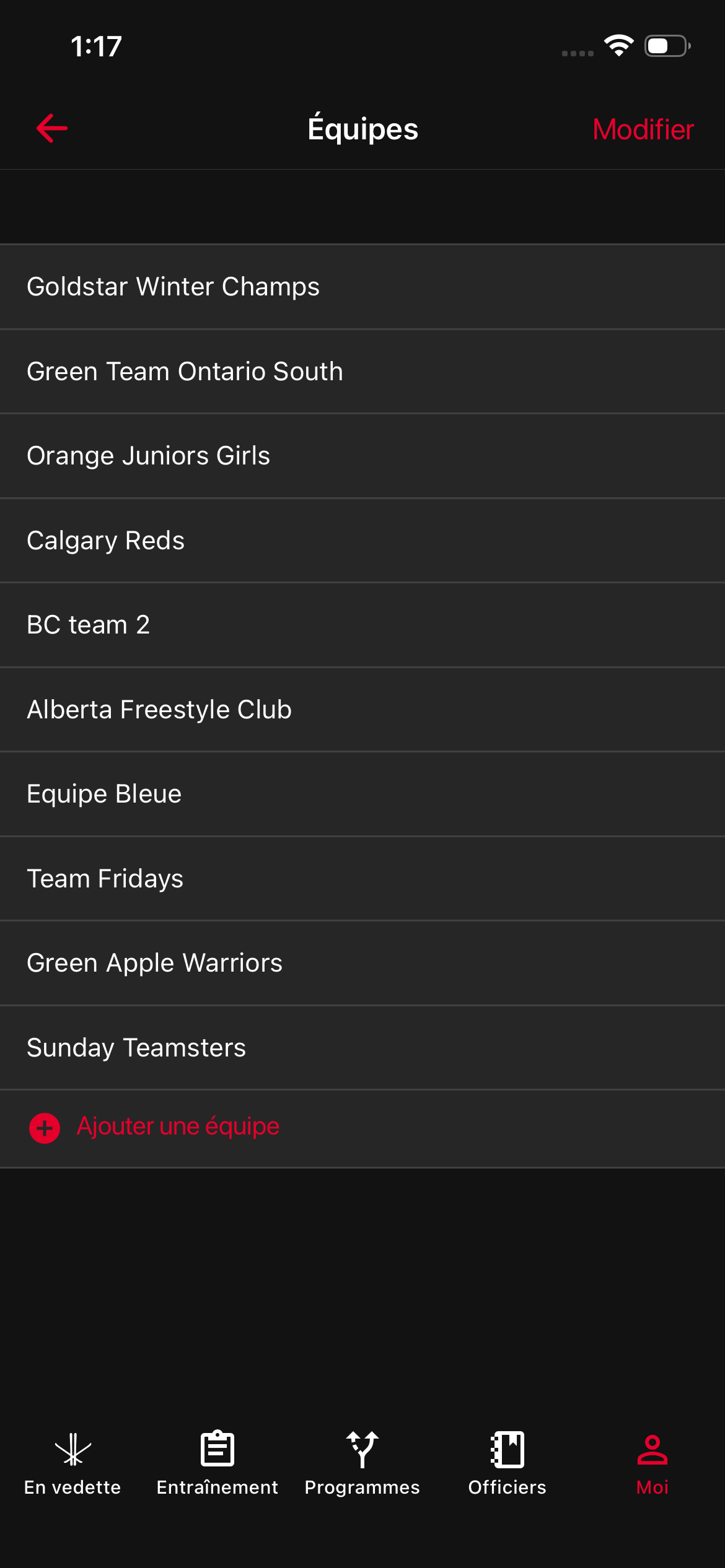 Sélectionnez Équipes