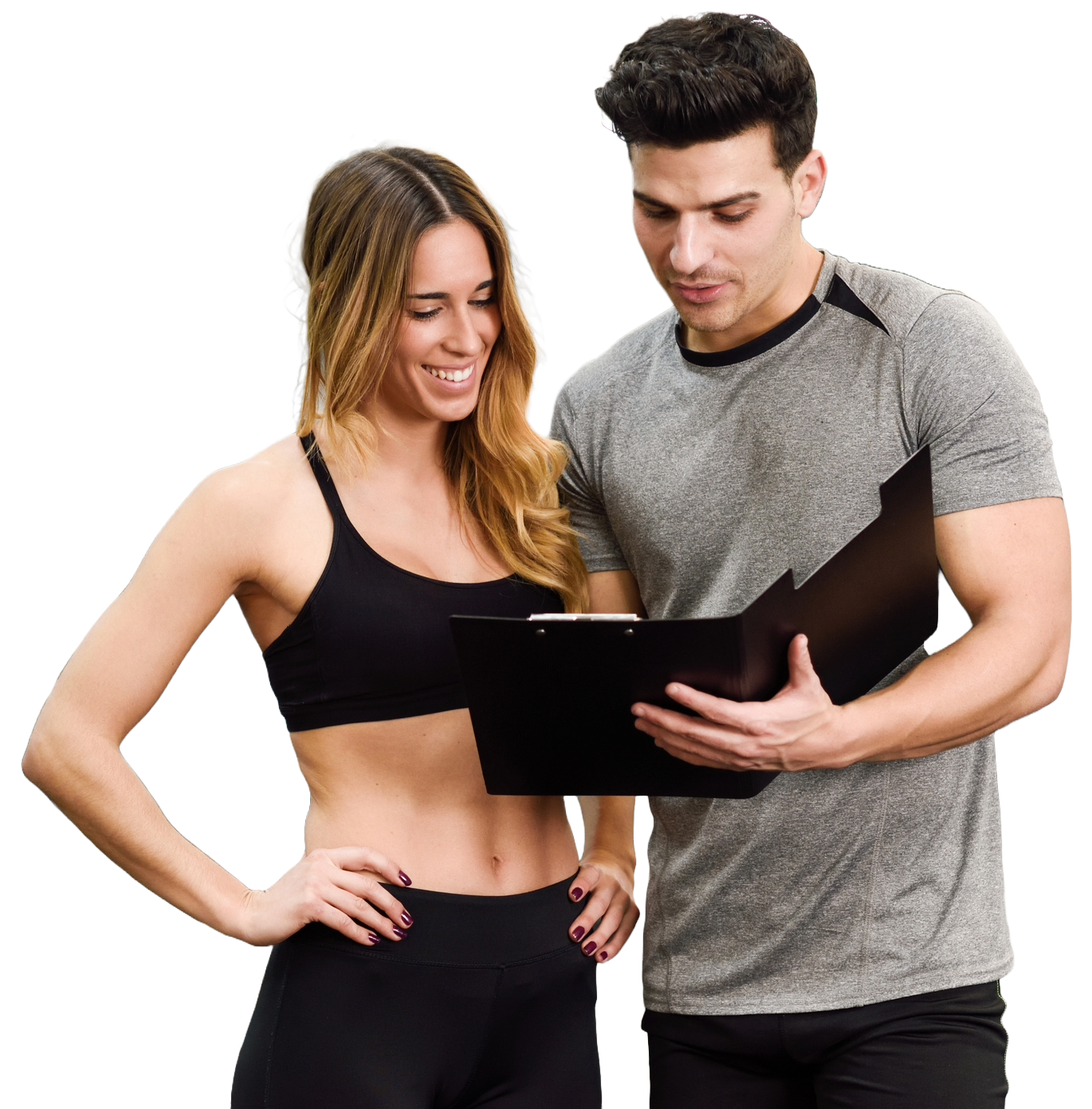 personal trainer and female client