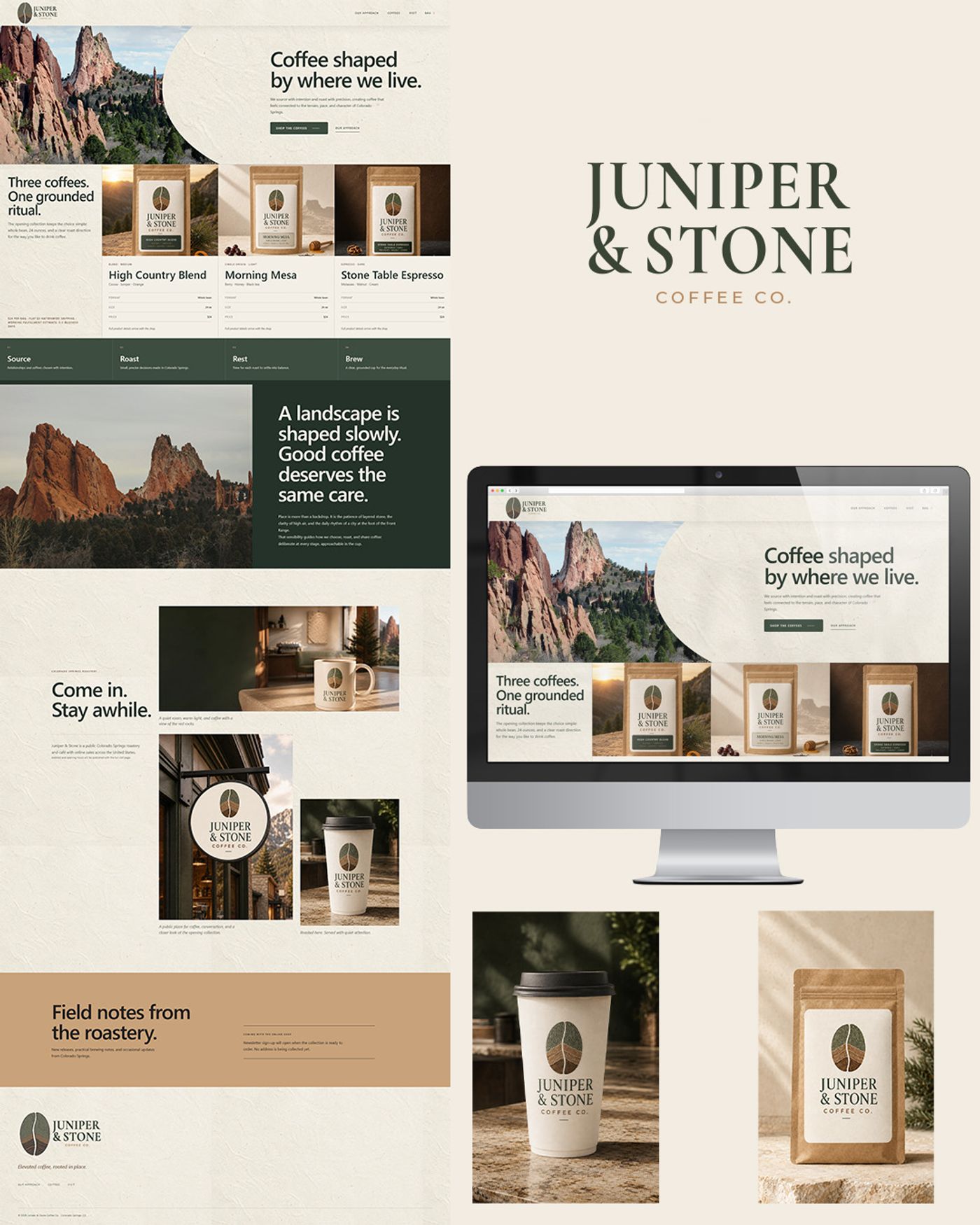 Juniper & Stone Coffee Co. homepage scroll design