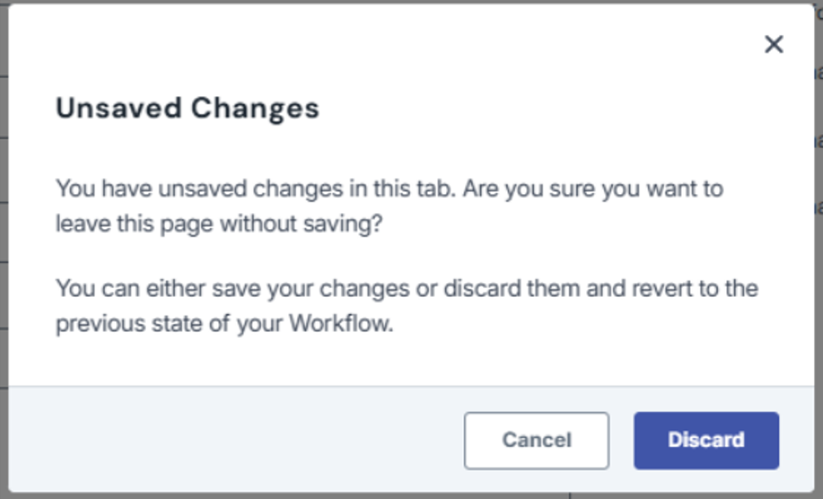 Image of the Discard modal