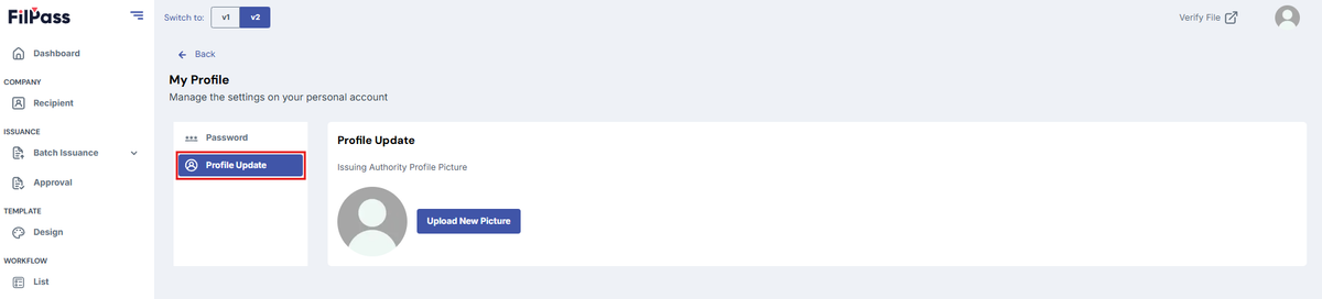 Image of My Profile page then highlighting the Profile Picture tab.