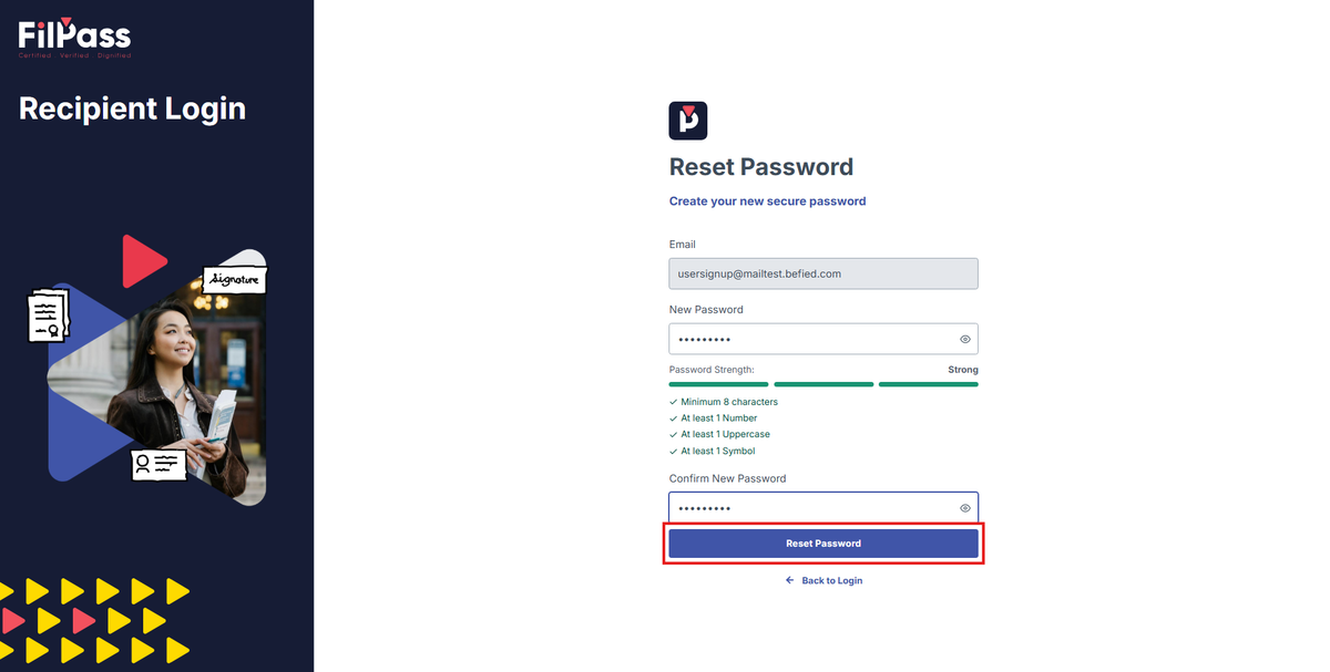 Image of the Set password page with the Set Password button highlighted in a red box