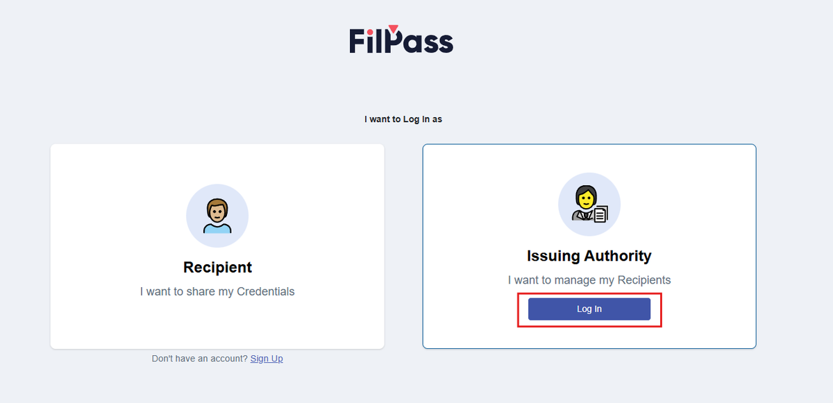 Image of Login page with Log In button highlighted