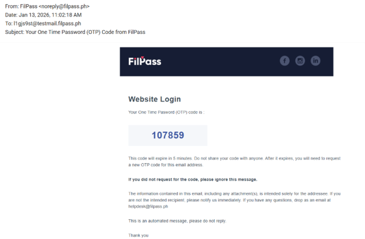Image of the OTP Email 