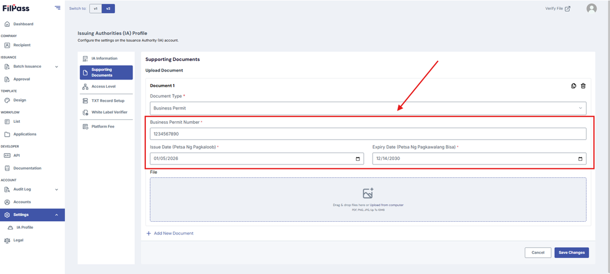 Image of the page with the highlighted necessary details.