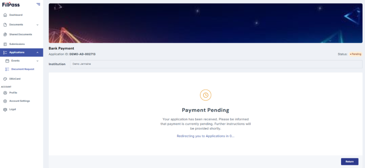 Once your payment has been submitted, you will receive email notifications about the status of your request.