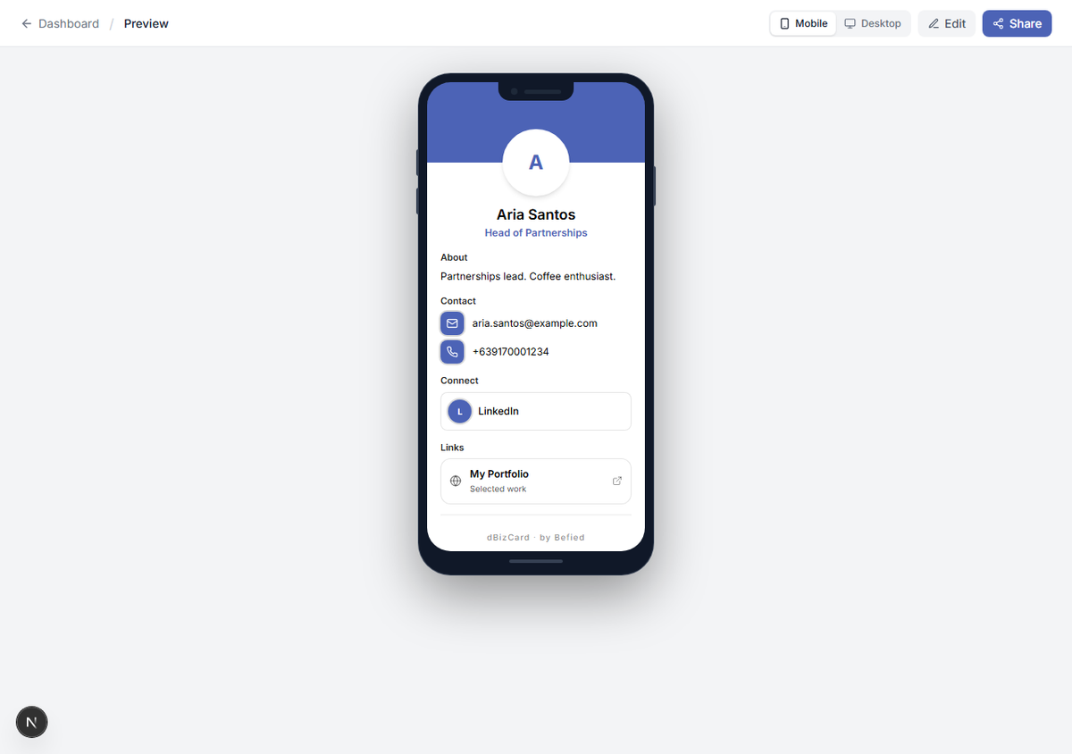 Preview with mobile/desktop toggle