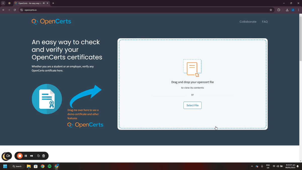 Drag and Drop verification