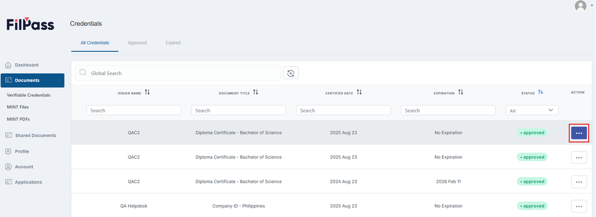 Image in this Action for the dots highlighted for the three dots