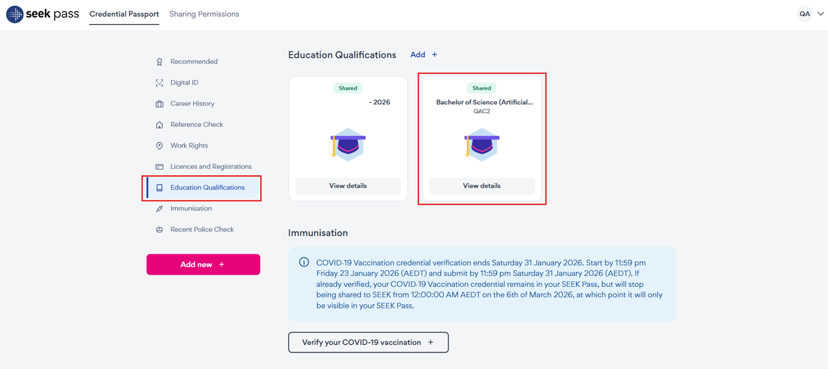 Image to Seekpass for Education Qualification that highlighted