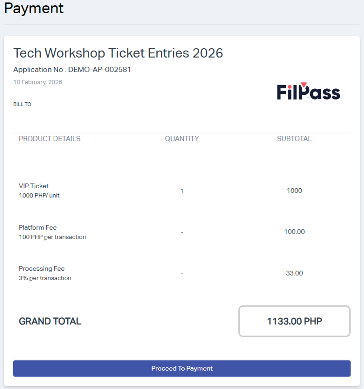 Sample Payment Breakdown
