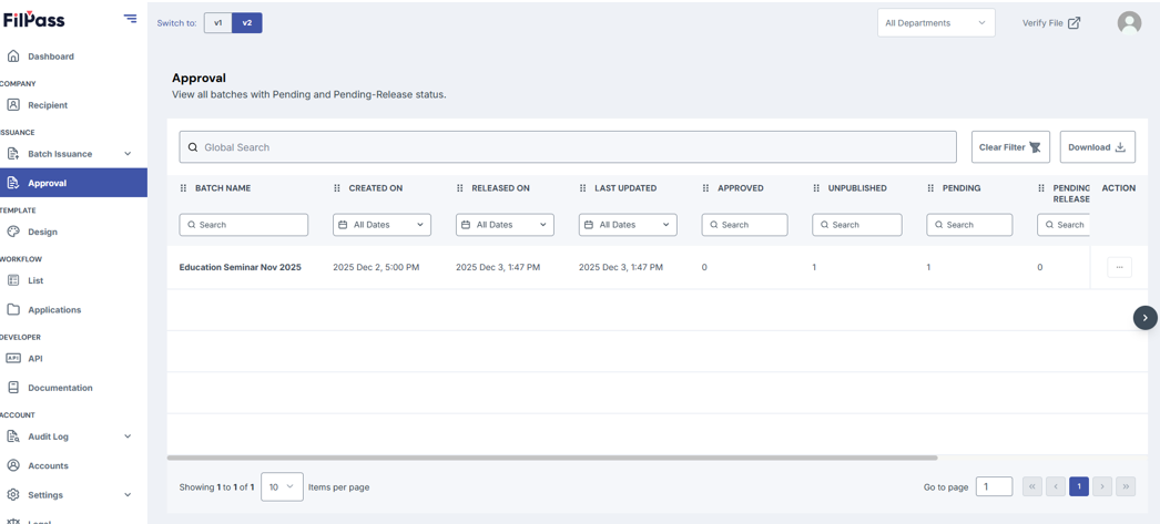 image of Approval page