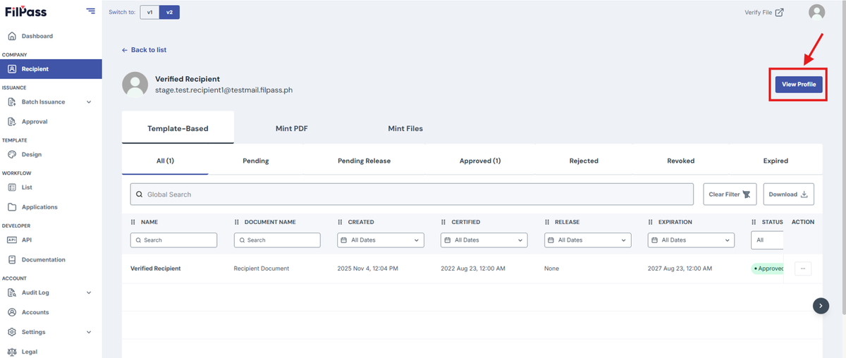 Image of instruction to look at View Profile