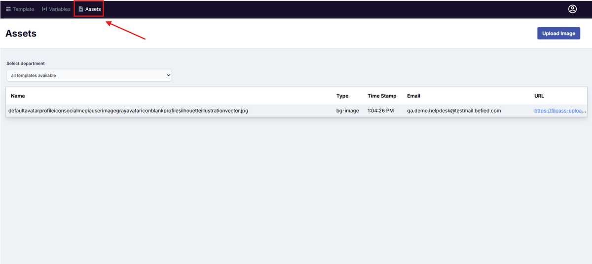 Image of the Assets page with the Assets navigation button highlighted in a red box