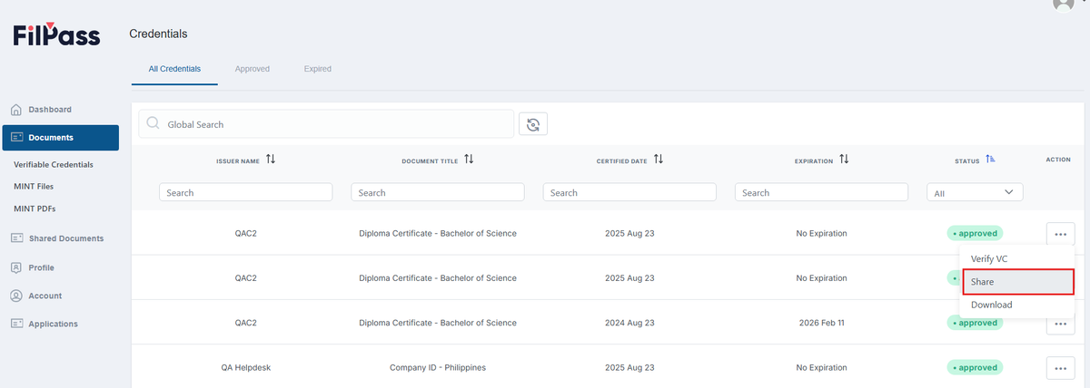 Image of Share in the Actions