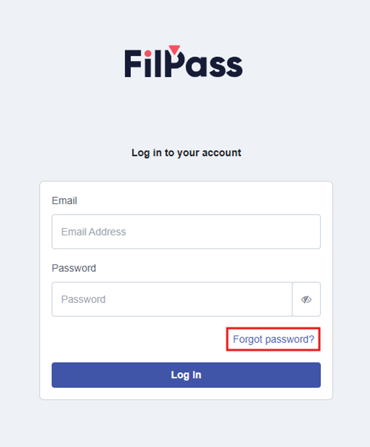Image of Forgot Password being highlighted