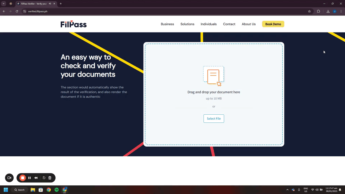 Drag and drop verification