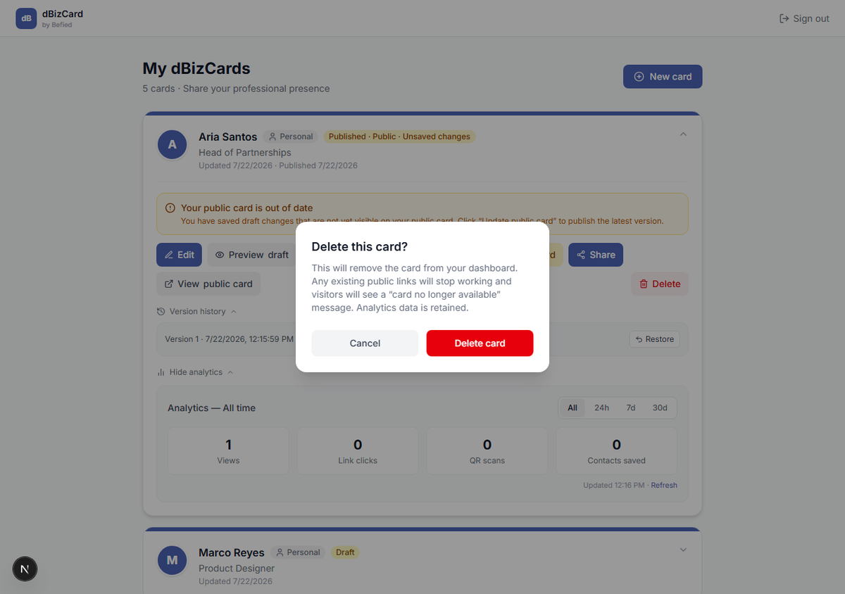 Delete confirmation dialog