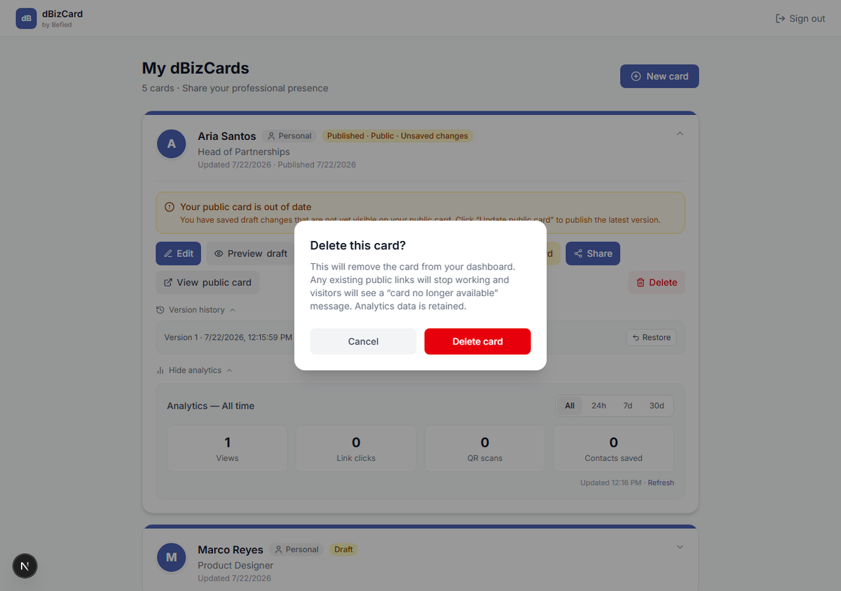 Delete confirmation dialog