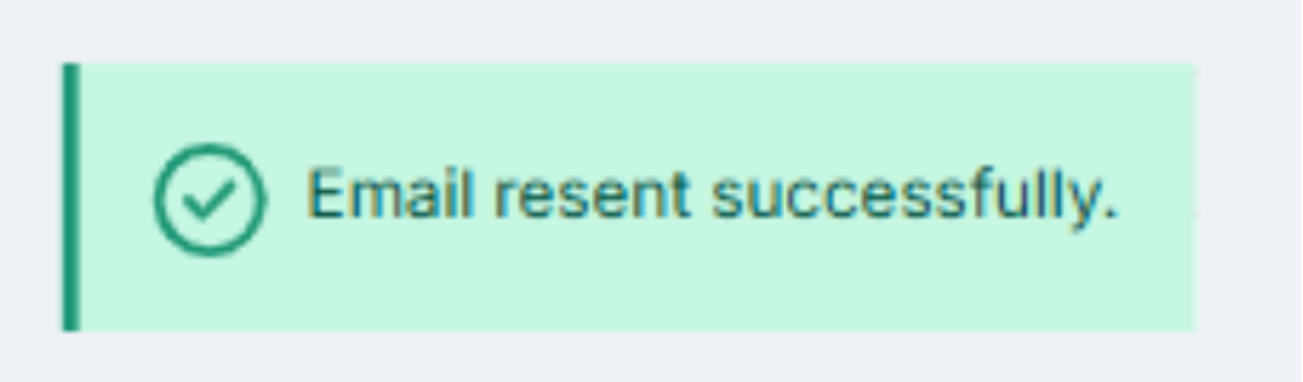 Image of Email resent successfully pop-up message