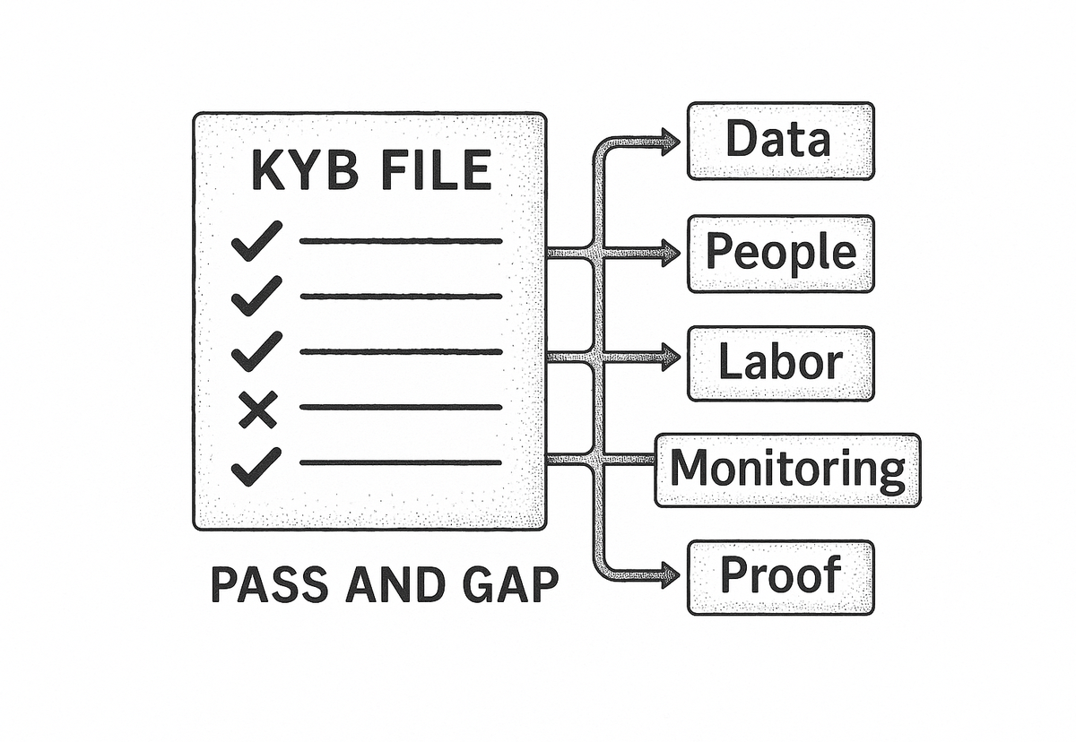 Checklist for judging a finished small-fintech KYB file