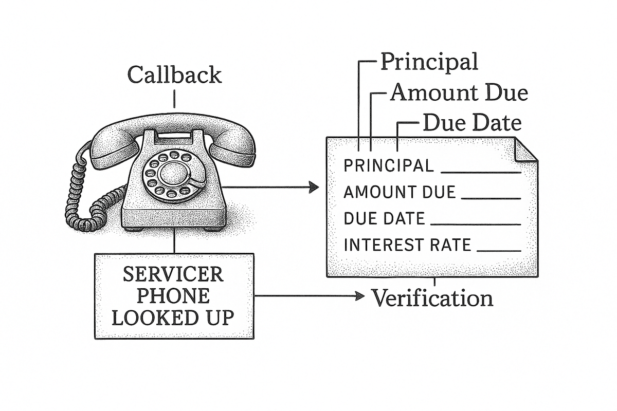 Printed phone number versus a looked-up servicer number