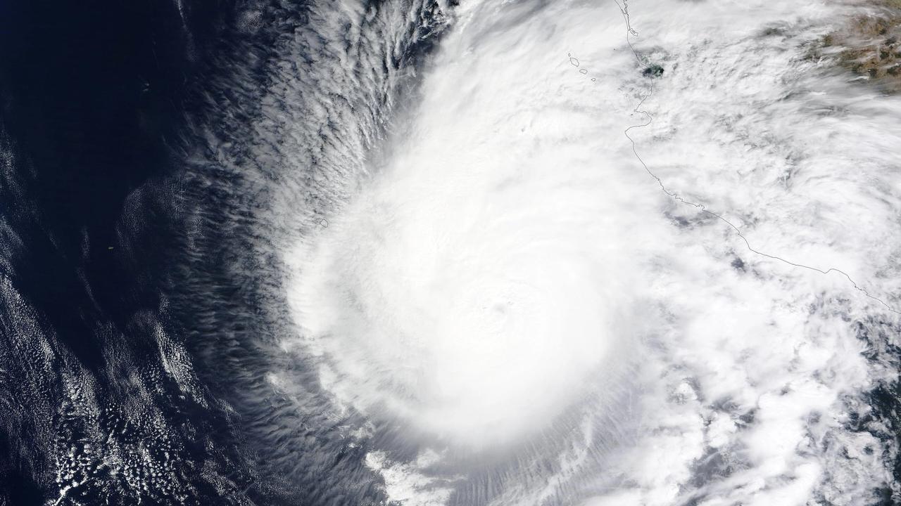 Imagen satelital de archivo del huracán Norma frente a Baja California Sur, en octubre de 2023.