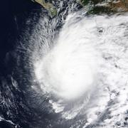 Imagen satelital de archivo del huracán Norma frente a Baja California Sur, en octubre de 2023.