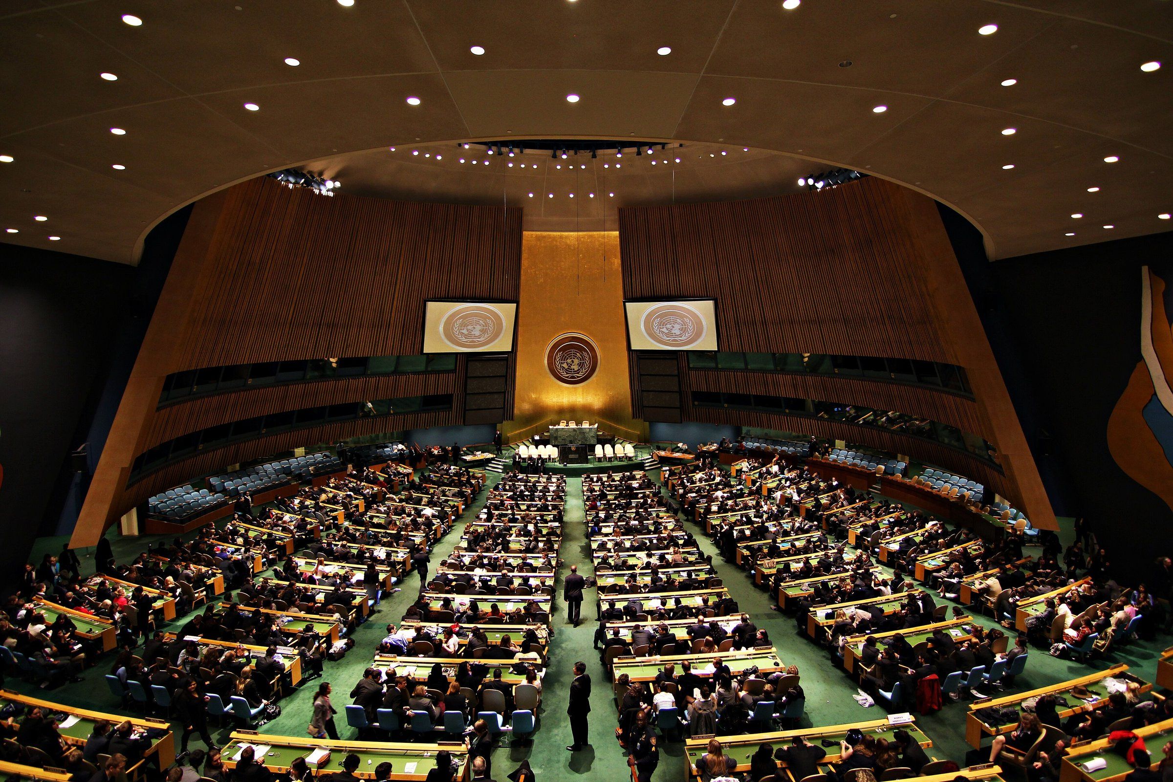 Salón de la Asamblea General en la sede de las Naciones Unidas, en Nueva York.