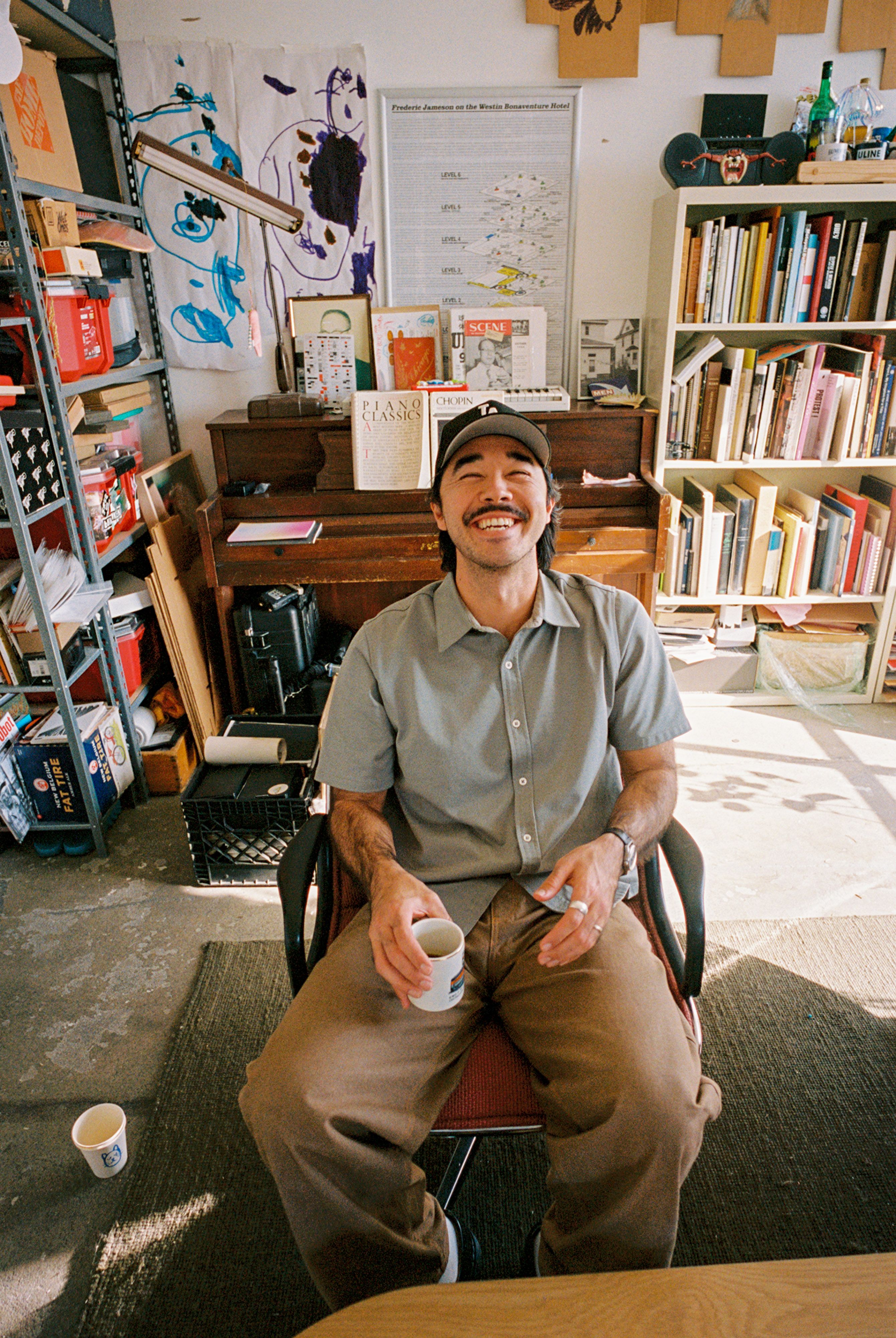 WYATT NAOKI CONLON OF FULCRUM PRESS IN CHINATOWN LA, 2024.