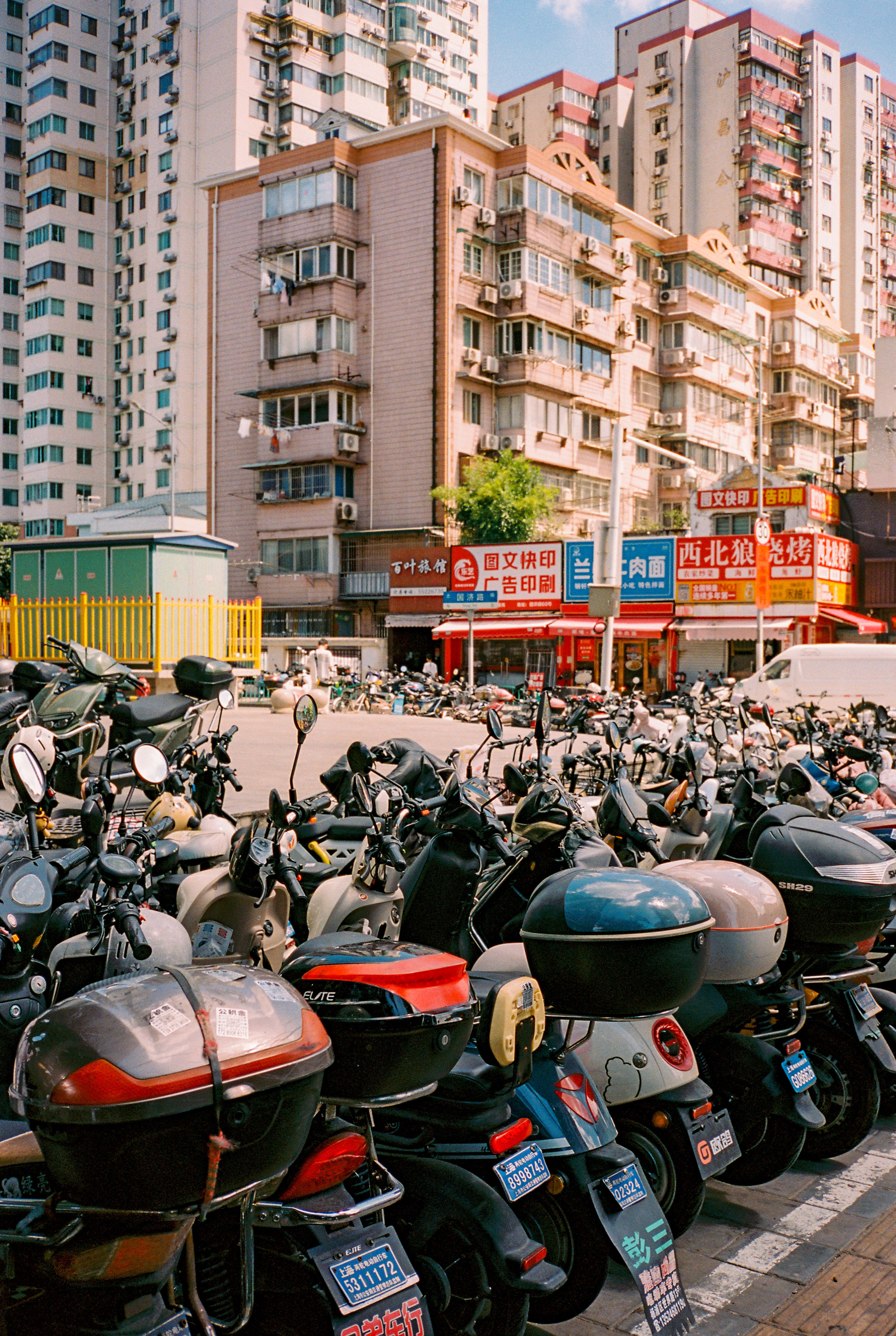 BICYCLE RACKS OUTSIDE JIANGWAN STADIUM SHANGHAI, 2025.