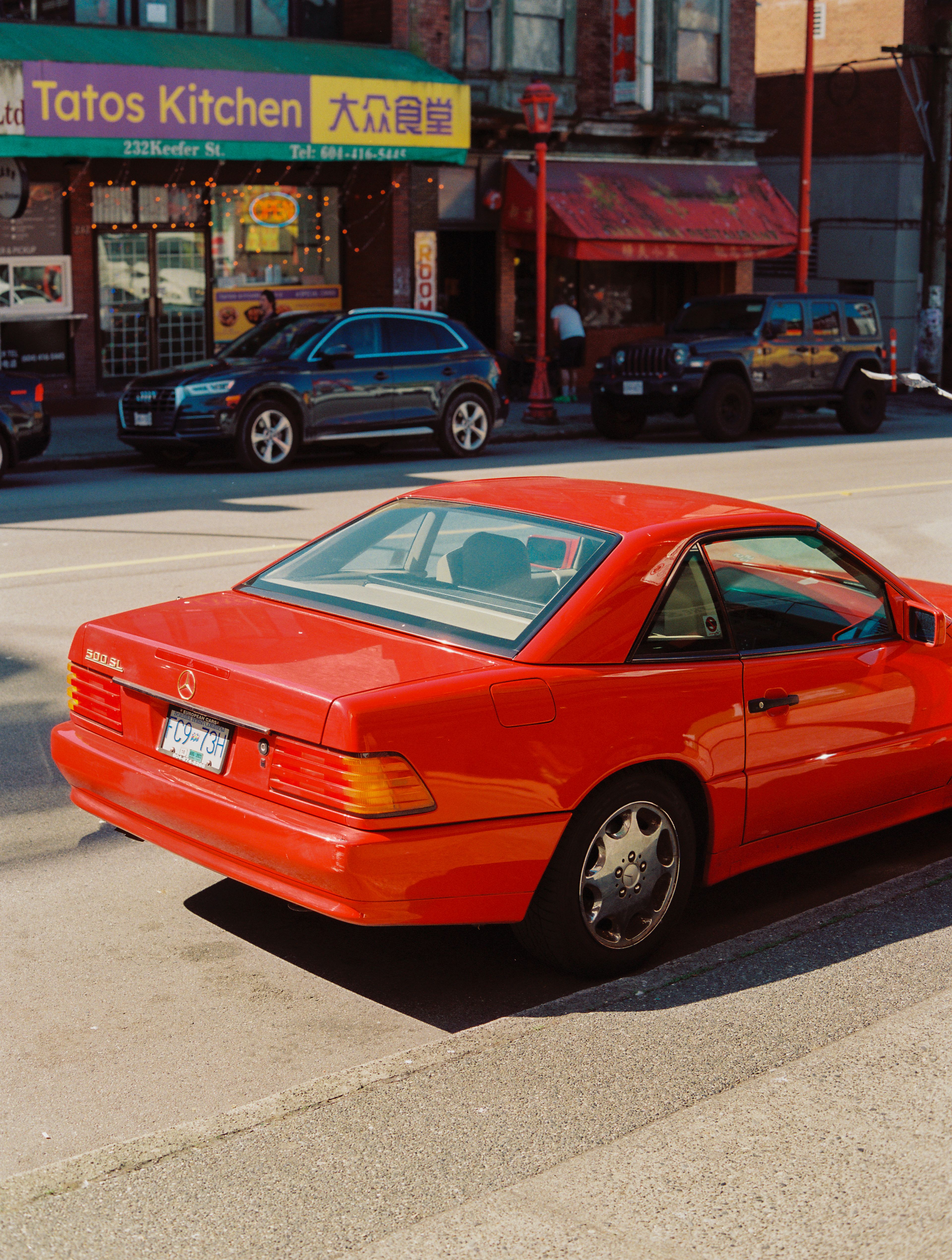 A RED MERCEDES ON KEEFER STREET CHINATOWN VANCOUVER, 2026