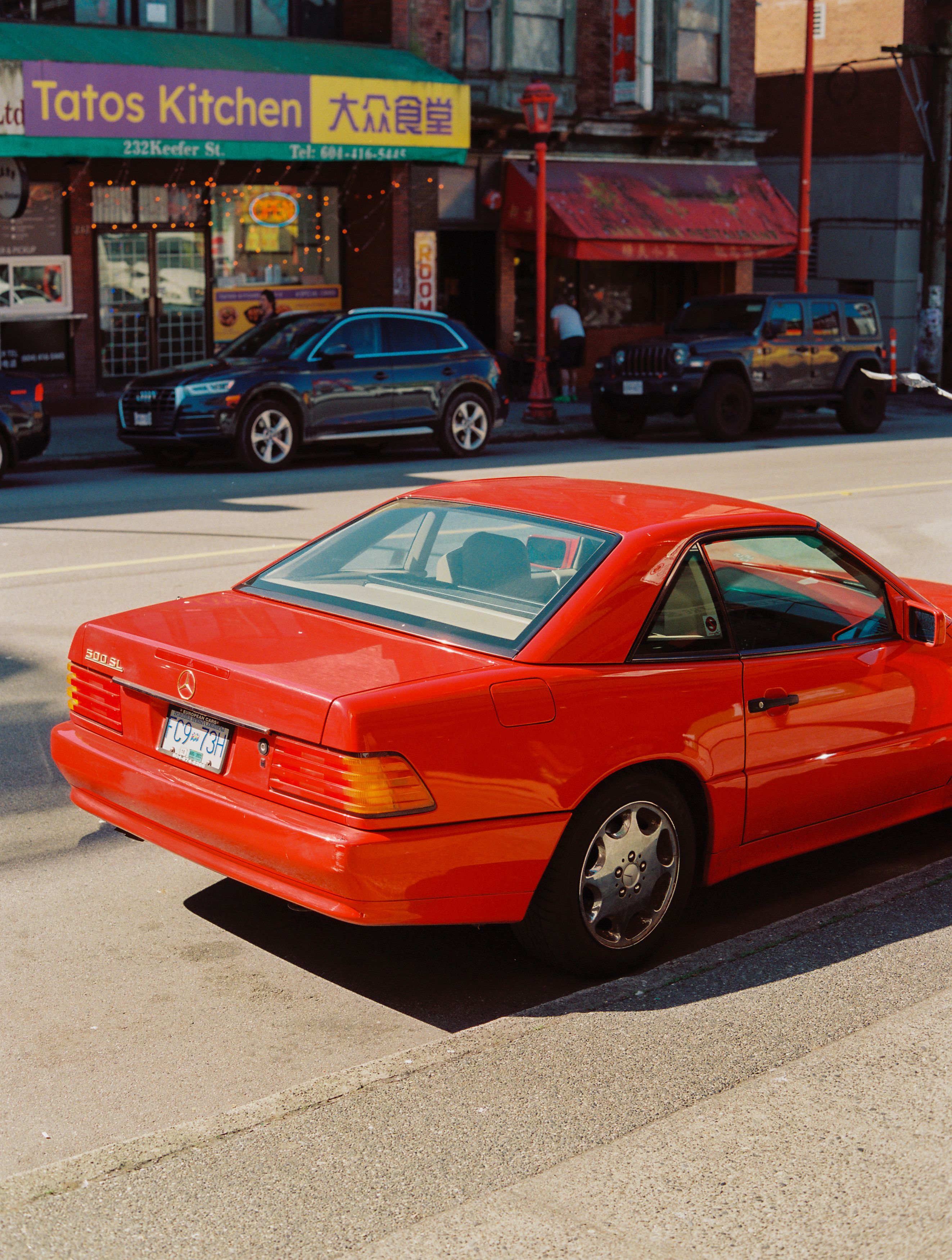 A RED MERCEDES ON KEEFER STREET CHINATOWN VANCOUVER, 2026