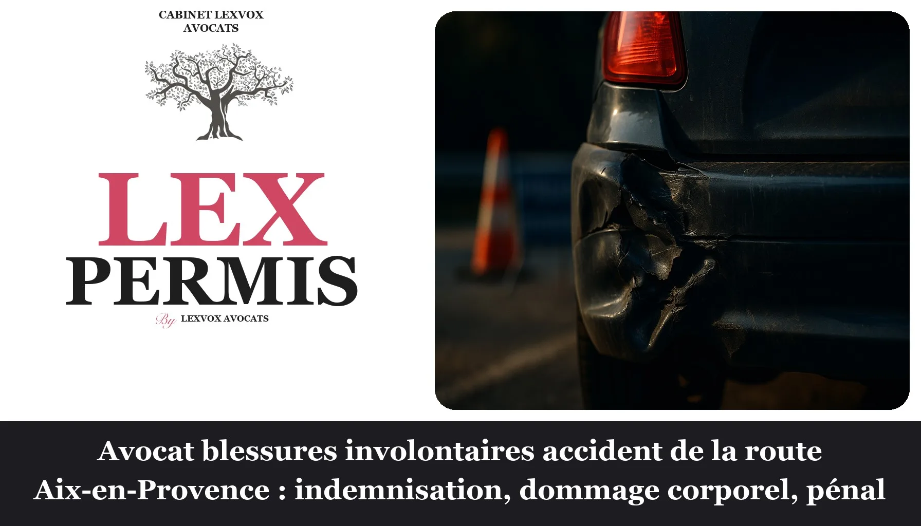 Avocat blessures involontaires accident de la route Aix-en-Provence : indemnisation, dommage corporel, pénal