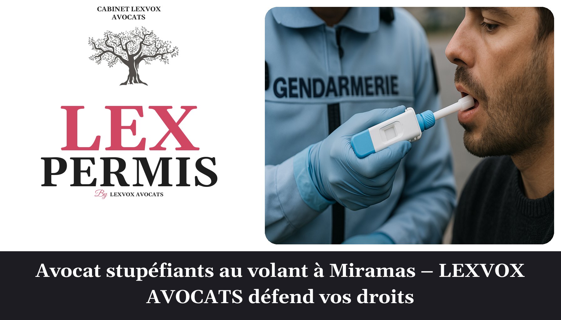 Un gendarme en uniforme bleu, ganté, effectue un test d'alcoolémie sur un homme au visage concentré.