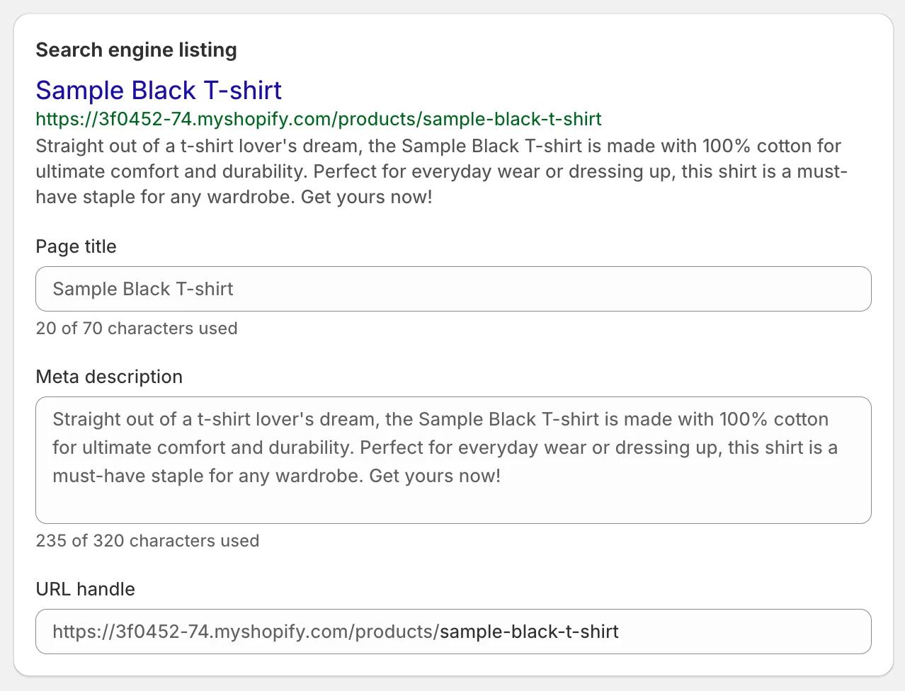 Shopify SEO Listing